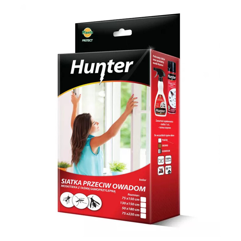 Hunter siatka na okno przeciw owadom biała 130cmx150cm